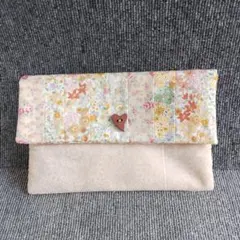 パッチワーク　小物入れ　小花　イエロー