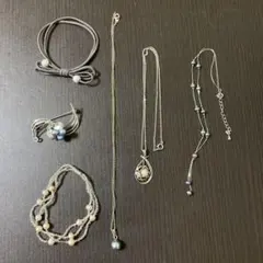 N63　まとめ　ネックレス　ブレスレット　ブローチ　フェイク　パール　ピンクのサムネイル