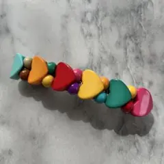 カラフルハートビーズヘアクリップ