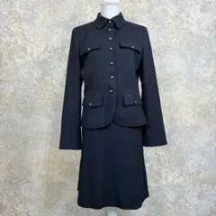 ICB スーツセットアップ 黒 ジャケット42 スカート40 ウール アンゴラ混