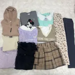 ミニーマウス トップスとチェック柄スカートセット 11点　まとめ売り　120㎝