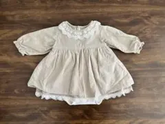 petit main ベージュ　リボン付き　ワンピース　ロンパース 70㎝