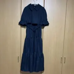 NICE CLAUP ブラック半袖ワンピース