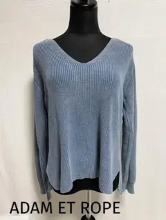 お値下げADAM ET ROPE アダムエロペ コットンニット インディゴブルー