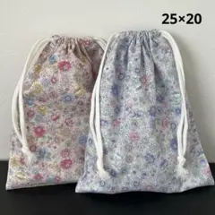 1点のみ 巾着袋 給食袋 25×20 2点セット 女の子 花柄 入園 入学