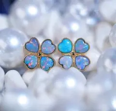 10K合計3.4ctブラックダイヤモンドローズアッシャーカットピアス 