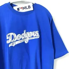 新品　ドジャース Tシャツ レース柄刺繍ロゴ　半袖　大谷翔平　ブルー　L