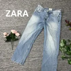 ZARA ザラ　デニム　ジーンズ　ブルー　M ダメージジーンズ