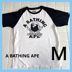 A BATHING APE パイレーツ ラグランTシャツ 黒 白 Mのサムネイル
