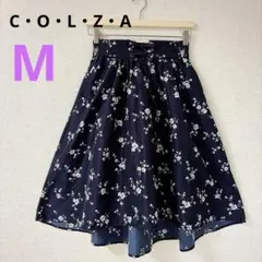 【コルザ】C・O・L・Z・A 花柄フレアスカート レースアップ　ネイビー　Ｍのサムネイル