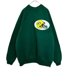 ️【裏起毛】アメフト　スウェット　長袖　刺繍　無地　グリーン　L　古着　NFL