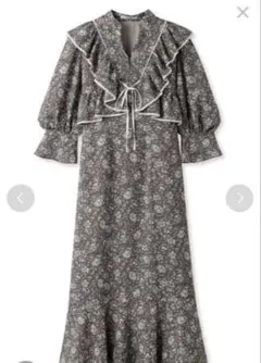 snidel ボレロライクフリルプリントワンピース モカ 0