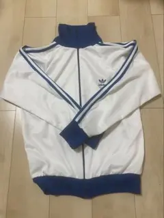 adidas トレフォイル ジャケット ホワイト/ブルー デサント