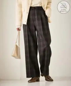 ROPE PICNIC 裏起毛無地＆チェックアソートワイドパンツ/防シワ