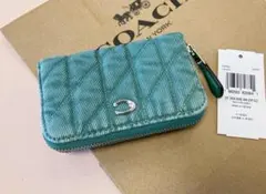 新品COACH スモール ジップ アラウンド カード ケース キルティング 財布
