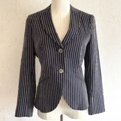 TOMORROWLAND テーラードジャケット ストライプ 麻混 ネイビー