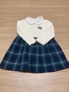 ミキハウス　襟付きチェック柄ワンピース　90センチ