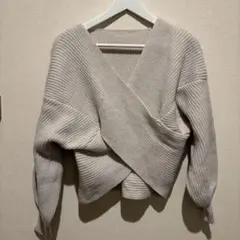カシュクール ニット Vネック 長袖 アイボリー