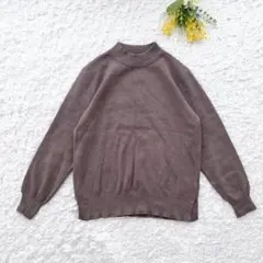 センスオブプレイス　ニットプルオーバー　長袖　F ブラウン　無地　シンプル