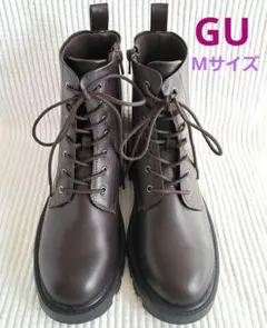 【GU】ダークブラウン ライトボリュームソールレースアップブーツ Mサイズ 厚底