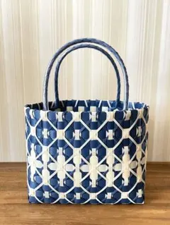 Mayu プラかごバッグ Mサイズ 藍×クリーム Mayu様専用 プラかごバッグ Mサイズ 藍×クリーム - メルカリ