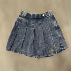 インディゴデニム プリーツスカート風ズボン