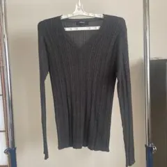COMME CA ISM グレー Vネックセーター 〈Ｌ〉