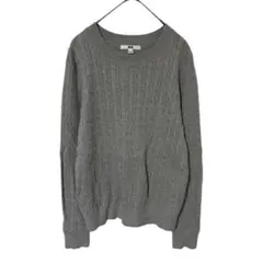 【美品】UNIQLO ユニクロ カシミヤ混 ケーブルニットセーター L