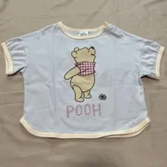 ディズニー くまのプーさん 刺繍 Tシャツ 80cm ブルー 新品 未使用