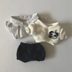 20cm ぬいぐるみ服　パンダセーター3点セット