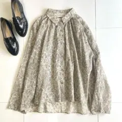 極美品✨ボンポワン インド製コットン フリルスタンドカラー 長袖