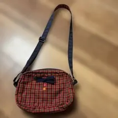 チェック柄 ポシェット リボン 花刺繍　ファミリアのサムネイル
