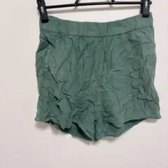 ショートパンツ 【M】グリーン 綿パンツ ウエストゴム 短パン カジュアル