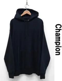 F495/美品 Champion パーカー リバースウィーブ 黒染め XL