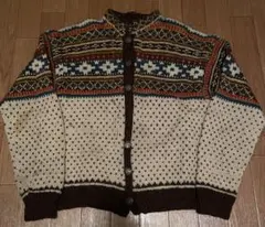 40s〜50s ニット　セーター　ノルディック　動物ボタン　ビンテージ　カーディ