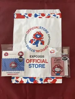 大阪関西万博 ミャクミャク なりきり ハローキティピンバッジ、アクリルマグネット