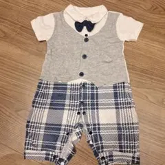 ロンパース・カバーオール グレー チェック柄　サイズ80