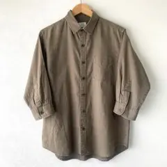 渋色 coen ヘンプ混 シャツ M ブラウン 7分袖 古着風