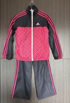 アディダス　ジャージ上下セットアップ　130cm 黒ピンク色