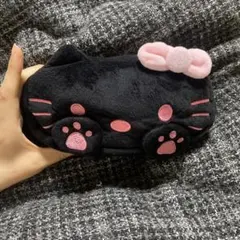 ハローキティ　黒　ブラック　キティ　ポーチ　筆箱　ペンケース　化粧ポーチ　コスメ