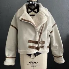 【MURUA】ベルトフェイクムートン ダブルライダースジャケット