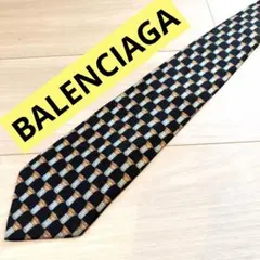 BALENCIAGA バレンシアガ　ネクタイ ブラック グラス柄
