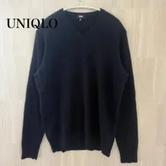 美品✨ UNIQLO XL. カシミヤ100％ Vネックニット ネイビー　メンズ