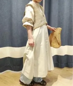 Samansa Mos2＊かぎ針編みニットベスト ショート丈