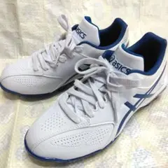 【極美品】asics 野球スパイク　22.5cm ホワイトブルー アシックス