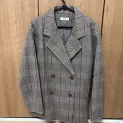 チェック柄 ダブルボタンジャケット