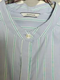 BAYFLOW 水色 ストライプ 長袖シャツ