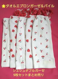 ハンドメイドタオルエプロン ガーゼ&パイル２重 5枚セット。