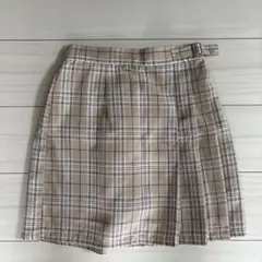 ベージュ系チェック スカート (キュロット)