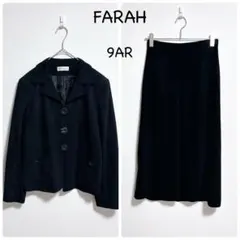 ファーラ スーツ セットアップ 9AR M 黒 ジャケット スカート 日本製